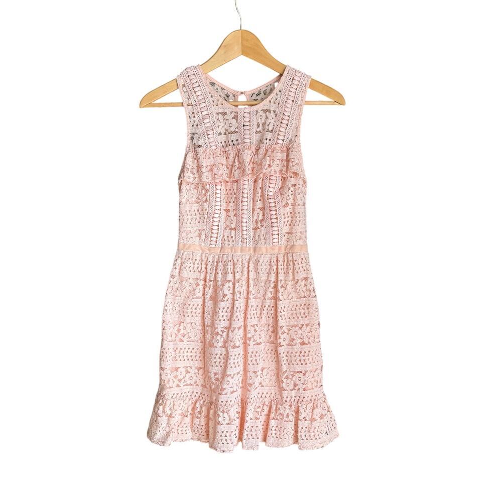 Disney Princess Girl's Pink Floral Lace Ruffle Sleeveless A-Line Dress Size S